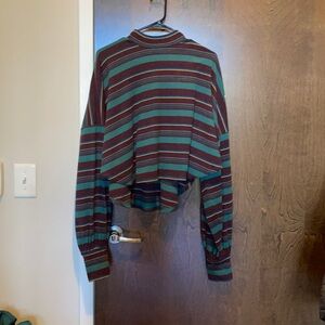 Steph Striped Mock Neck Top Size M Pine Combo